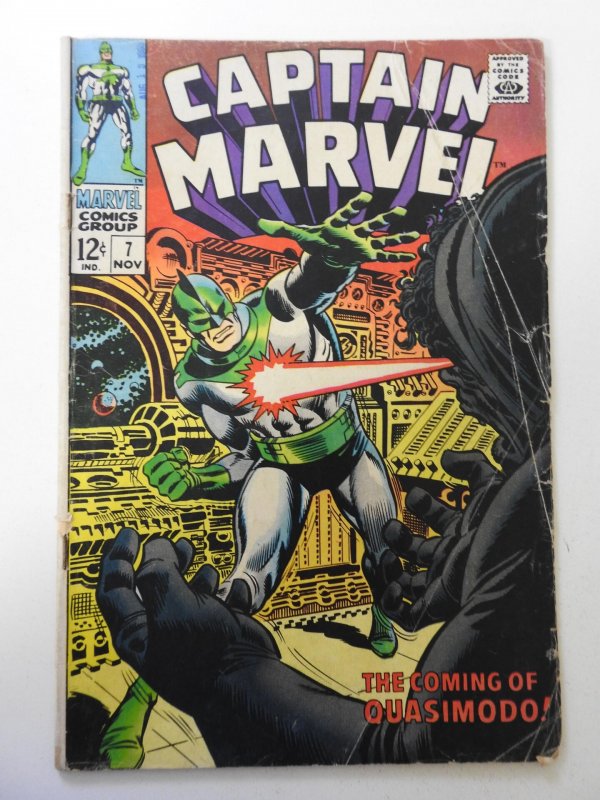 Captain Marvel #7 (1968) GD/VG moisture stain, centerfold detached bottom staple