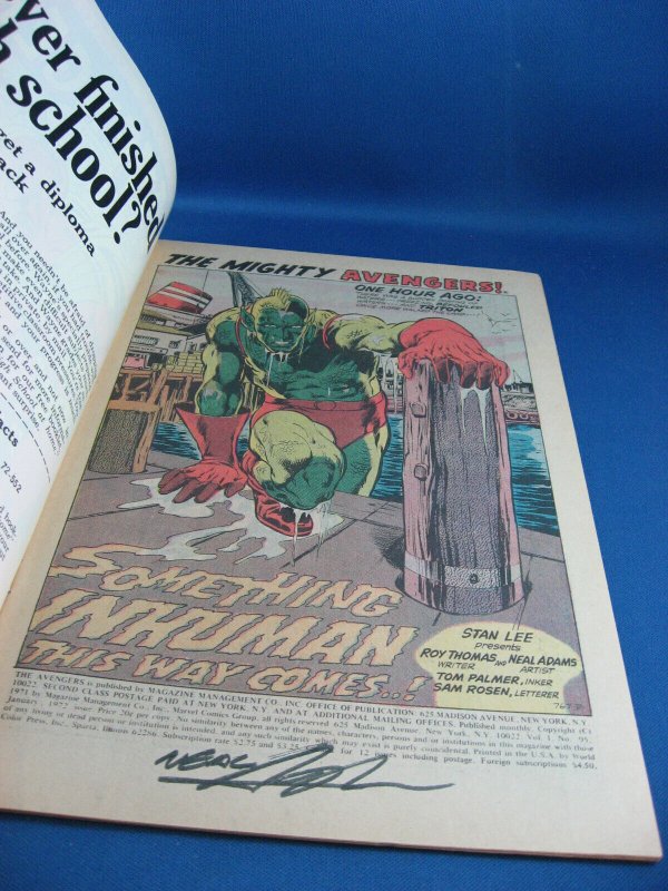 AVENGERS 95 F VF SIGNED NEAL ADAMS MARVEL 1972