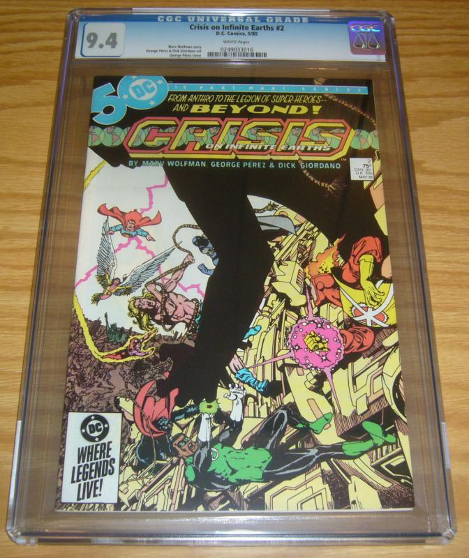 Crisis on Infinite Earths #2 CGC 9.4 marv wolfman - george perez - dc comics