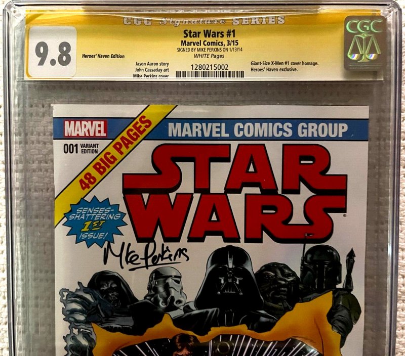 ?~MARVEL~STAR WARS #1 (2015)~?~PERKINS~X-MEN HOMAGE~?~SIGNED~?~CGC 9.8~?