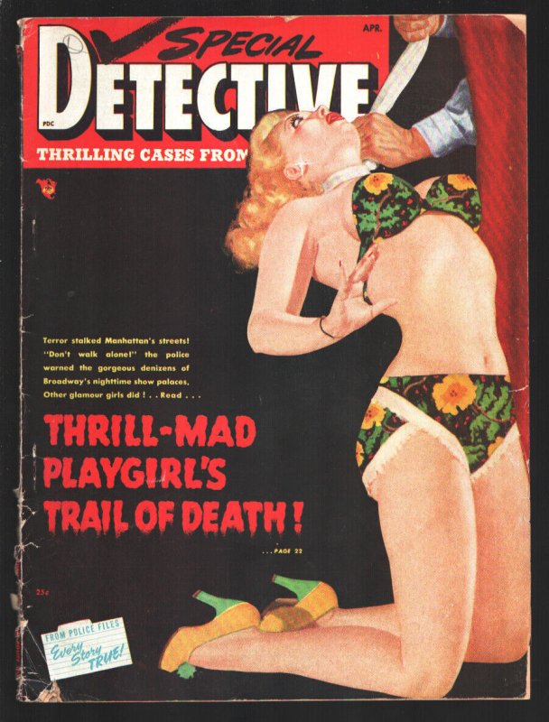 Special Detective 4/1947-violent George Gross cover-Bloodlusting Murder Cult-...