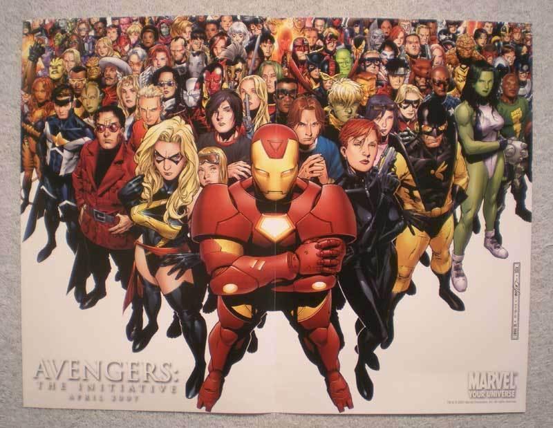 AVENGERS INITIATIVE Promo Poster, 13x10, 2007, Unused, Iron Man, Ms Marvel