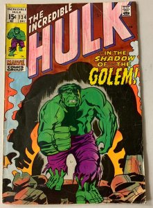 Incredible Hulk #134 Marvel 1st Series 3.0 (6.50 colored with crayon) (1970)