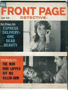 FRONT PAGE DETECTIVE-MAY/1961-KILLER-ARM-DEAD BEAUTY-HOLE IN THE HEAD FR/G