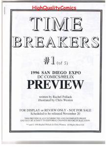 TIME BREAKERS #1 Black and White Promo, 1996, VF/NM, Preview, more in store