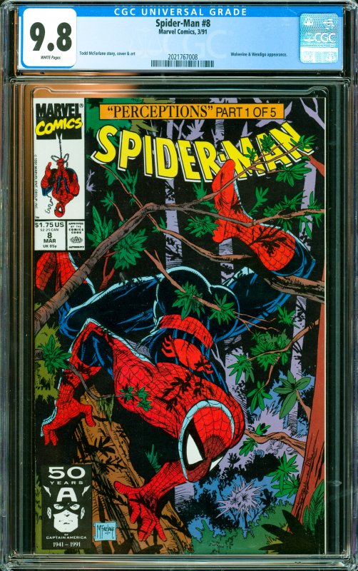 Spider-Man #8 CGC Graded 9.8 Wolverine & Wendigo appearance.