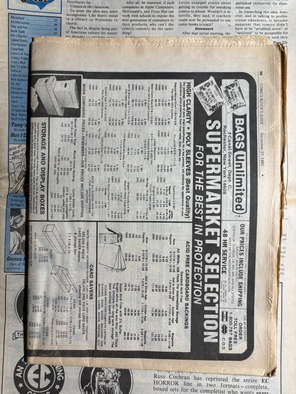 1991 COMICS BUYERS GUIDE Newspaper #945 VG 4.0 Dark Shadows / 1st Batman Appeara