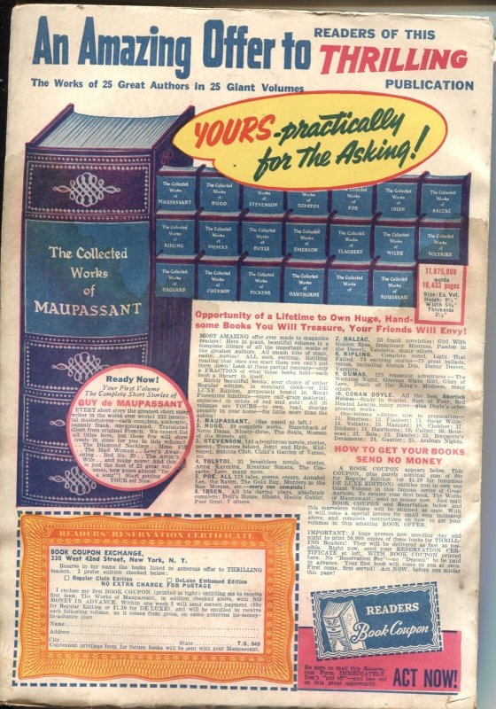 THRILLING ADVENTURES 1940 AUG--VIOLENCE-MYSTERY-CRIME--PULP---NEW COLLECTION