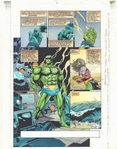 JLA #46 p.1 Color Guide Art - Martian Manhunter & Aquaman - 2000 by John Kalisz