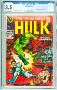 The Incredible Hulk #108 (1968) CGC 3.5 White Pages!