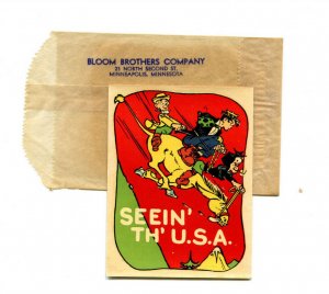 1950's Al Capp - Lil'Abner Seein' th' U.S.A. Water Soluable Decal Bloom Brothers