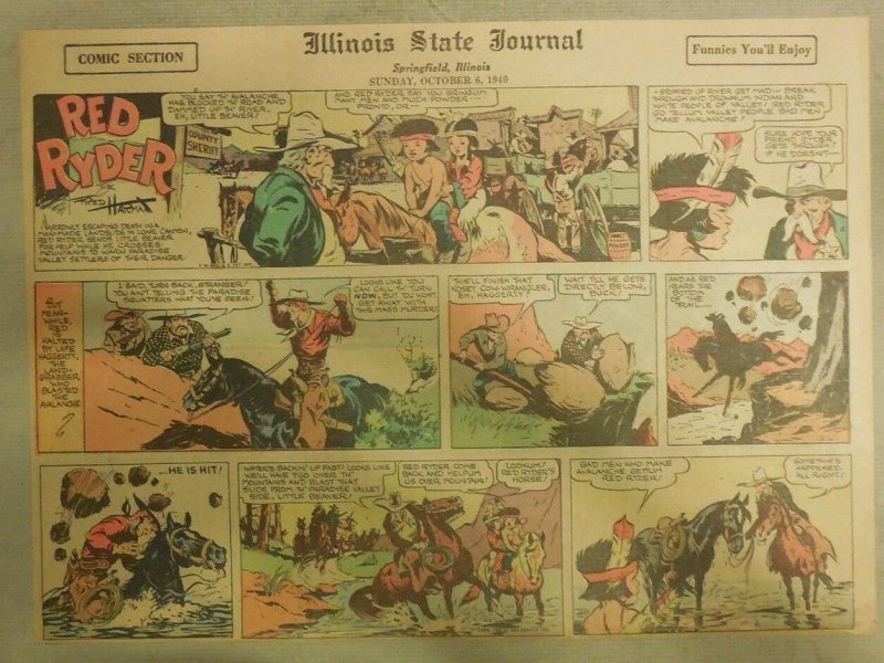 Red Ryder Sunday Page by Fred Harman from 10/6/1940 Half Page Size! 