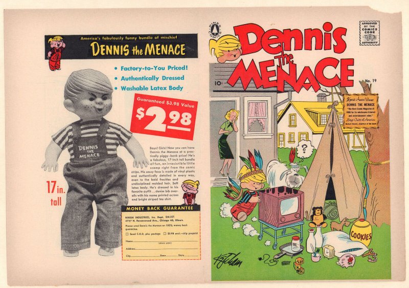 Dennis the Menace #19 Unused Comic Book Cover - Camping (Grade 6.0) 1956