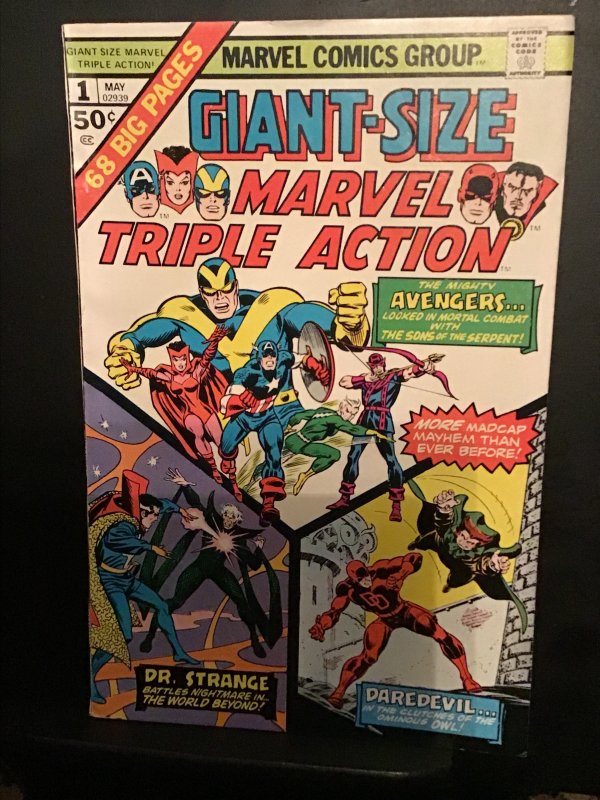 Giant-Size Marvel Triple Action #1 (1975) Avengers, DD, Dr.Strange NM- Wow!