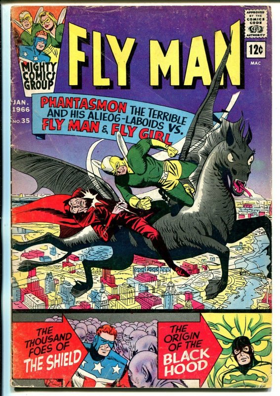 Fly Man #35 1966-Archie-Fly Girl-Black Hood origin-VG