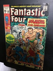 Fantastic Four #102 (1970) Mid-grade Namor/Magneto vs. FF key! Kirby art! FN-