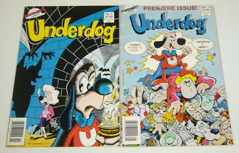 Underdog #1-2 complete series - spotlight comics 1987 set based on cartoon