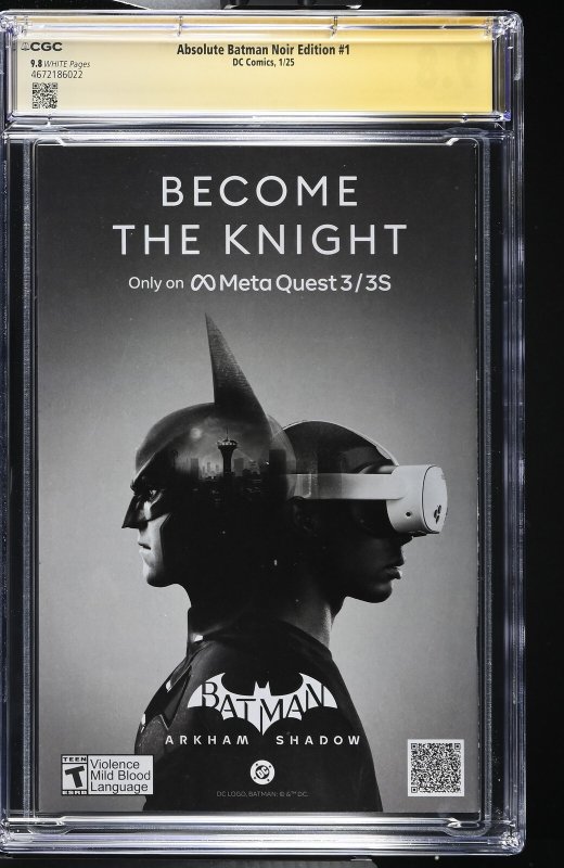 ABSOLUTE BATMAN NOIR #1 DC 2024 1ST PRINT NICK DRAGOTTA SIGNED CGC SS 9.8 NM