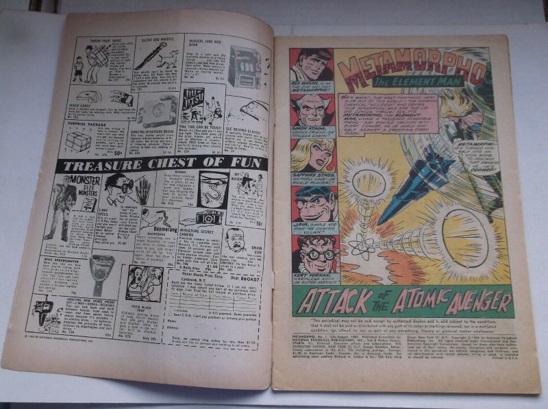 DC: METAMORPHO, THE ELEMENT MAN #1, ATTACK OF THE ATOMIC AVENGER, 1965, VG-!!!