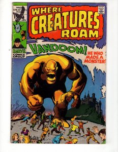 Where Creatures Roam #4 (1971) VANDOOM! HE WHO MADE A MONSTER! / ID#791