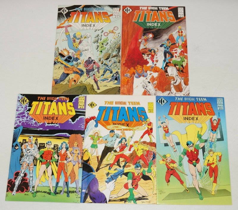 Official Teen Titans Index #1-5 VF/NM complete series 1985 ICG dc comics 2 3 4