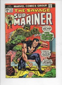 SUB-MARINER #72, VG/FN, Adkins, Slime Thing, Marvel, 1968 1974, more in store