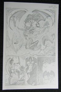 1996 VAMPIRELLA w/ Wings vs Monster by Unknown 11x17 Try-Out Page Splashy