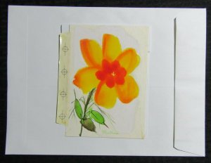 MOTHERS DAY Yellow & Orange Watercolor Flower 5x7 Greeting Card Art #MD7538