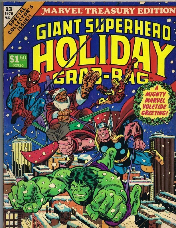 ORIGINAL Vintage 1976 Giant Superhero Holiday Grab Bag Marvel Treasury #13