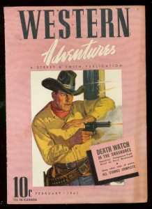 WESTERN ADVENTURES FEB 1941-STREET & SMITH PULP-PINK CV FN/VF