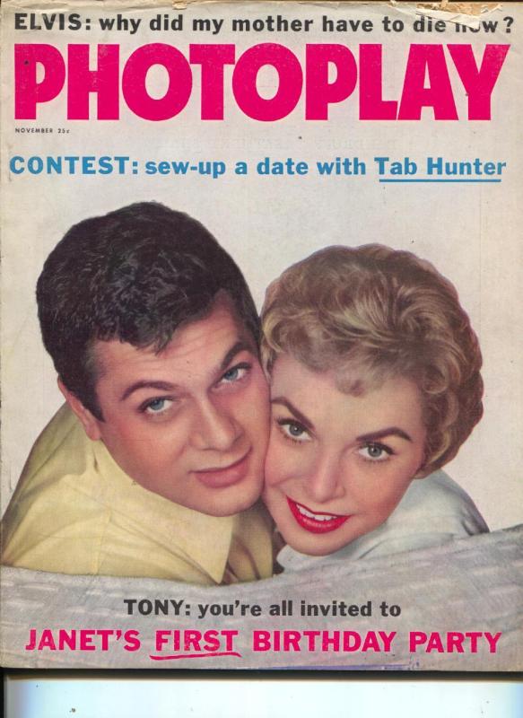 Photoplay-Janet Leigh-Tony Curtis-Elvis Presley-Tab Hunter-Jimmy Dean-Nov-1958