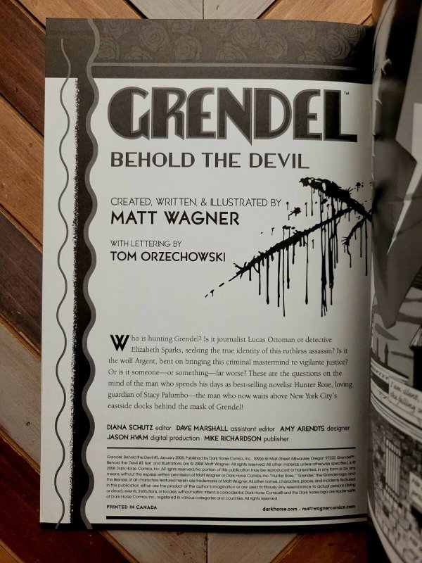 Grendel: Behold the Devil #3 FN 6.0 (Dark Horse 2008) Matt Wagner