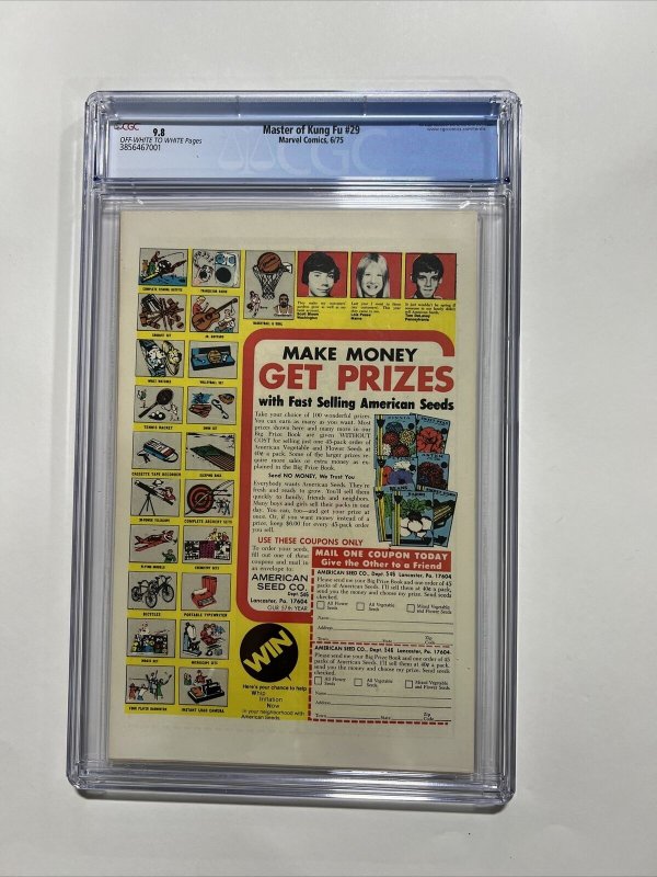 Master Of Kung Fu 29 Cgc 9.8 Ow/w Pages 1st Razorfist Marvel 1975Shang Chi