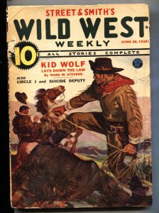 WILD WEST WEEKLY Apr 30 1938--WESTERN--KID WOLF--Pulp Magazine