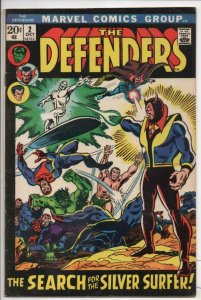 DEFENDERS #2, FN+, Hulk, Dr Strange, Silver Surfer. 1972,  Sub-Mariner