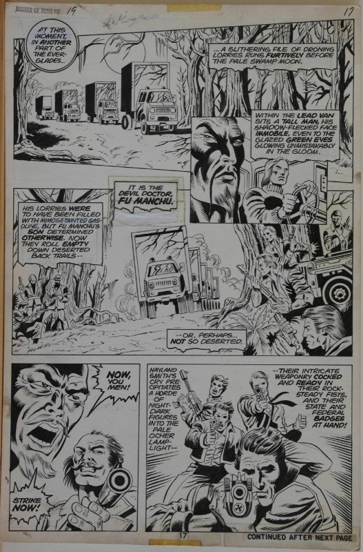 PAUL GULACY / AL MILGROM original art, MASTER of KUNG-FU #19 pg 17, Dr Fu Manchu