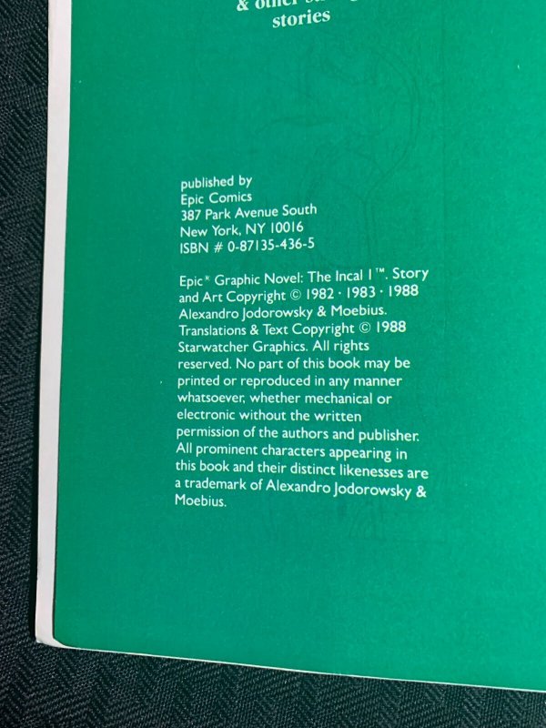 1988 THE INCAL Volume 1 by Moebius SC FN 6.0 Epic Comics