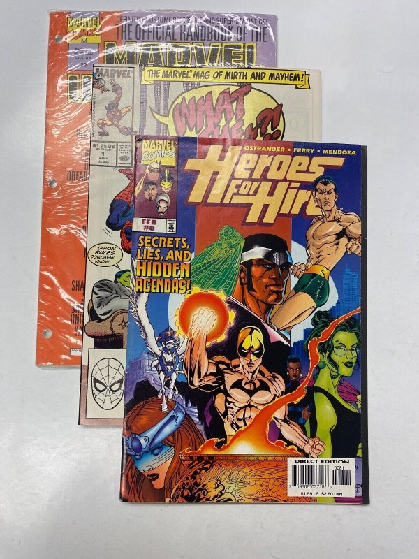3 MARVEL comic books Marvel Universe #30 What The #1 Heroes Hire #8 70 KM11