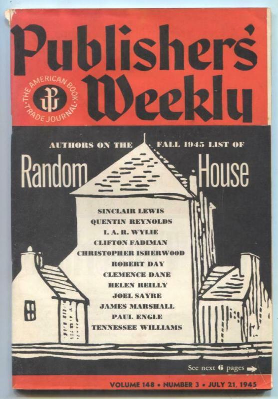 Publisher's Weekly July 21 1945- Sinclair Lewis- Rewl Comics