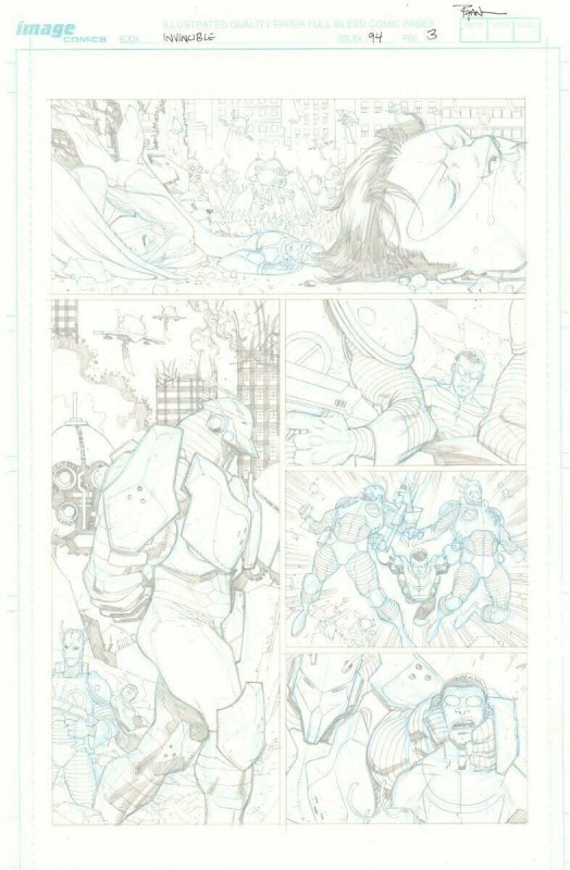 Invincible #94 p.3 - Pencil and Ink 2pc Set - 2012 art by Ryan Ottley