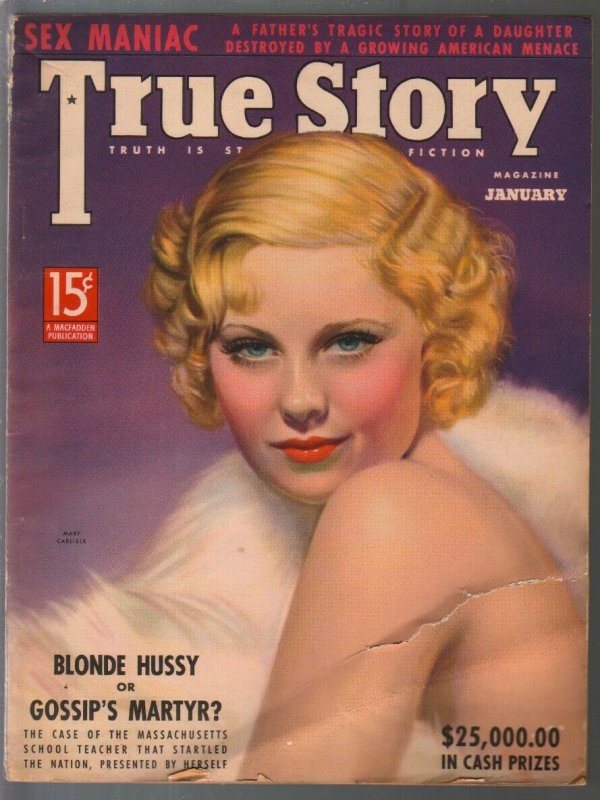 True Story 1/1938-Macfadden-spicy pulp thrills-exploitation-Victor Tchetchet-FR