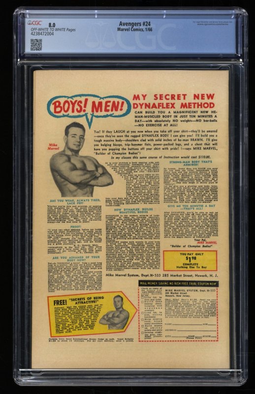 Avengers #24 CGC VF 8.0 Off White to White Kang Appearance!