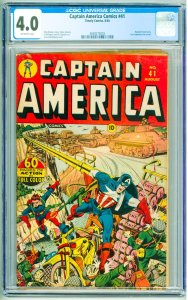 Captain America Comics #41 (1944) CGC 4.0! OW Pages