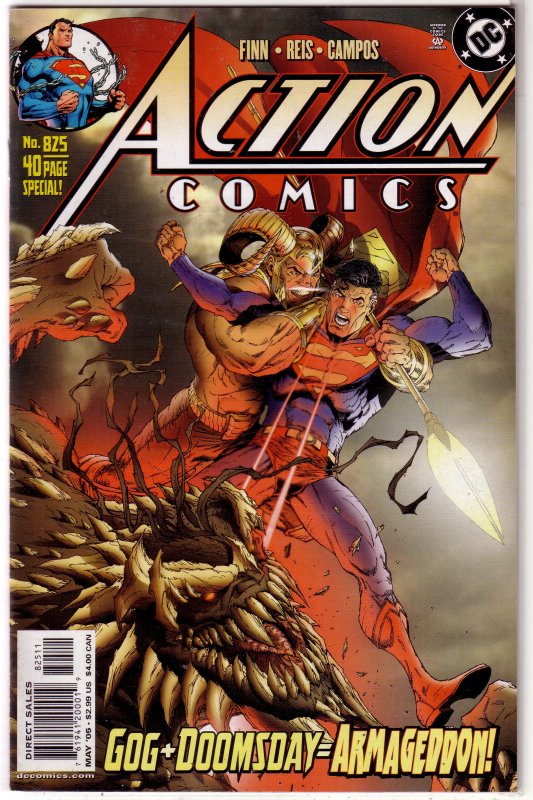 Action Comics   vol. 1   #825 FN Finn/Reis, Churchill cover, Gog, Doomsday