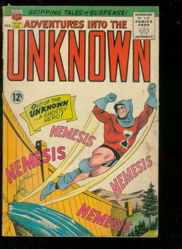 ADVENTURES INTO THE UNKNOWN #154 1965-ORIGIN NEMISIS-good G