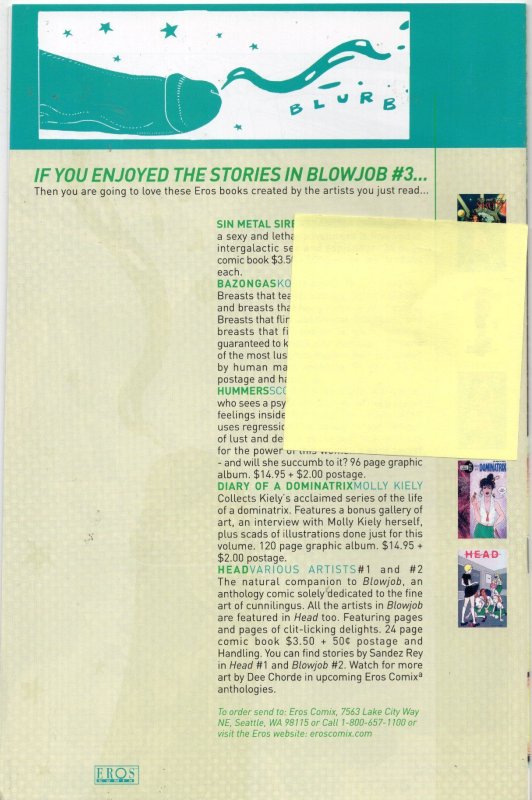 Blowjob #3 (2002))Adult Eros Comix Grade VF 8.0