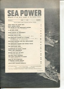 Sea Power 3/1945-Charles Andres-cover art-WWII pix & info-violent action-mari... 