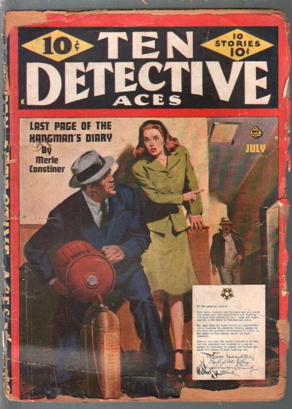 Ten Detective Aces 7/1948-terrorist cover-pulp thrills-rogues gallery-FR 