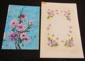 MOTHERS DAY Purple Lavender Floweers 6x9 LOT of 2 Greeting Card Art #1148 9509