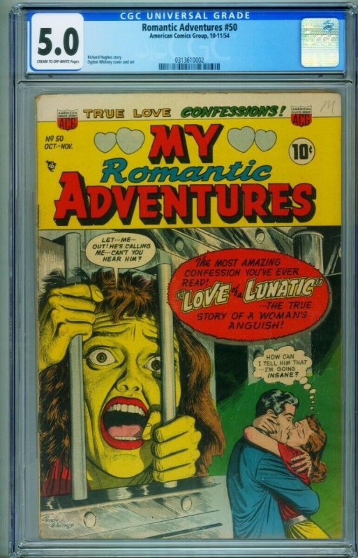 Romantic Adventures #50 CGC 5.0 1950-LOVE OF A LUNATIC-Rare-0313610002